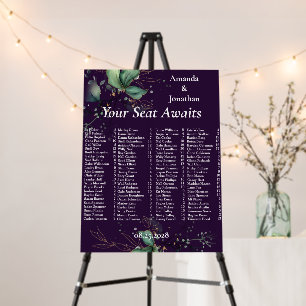 Purple Alphabetical Wedding Seating Chart Sign
