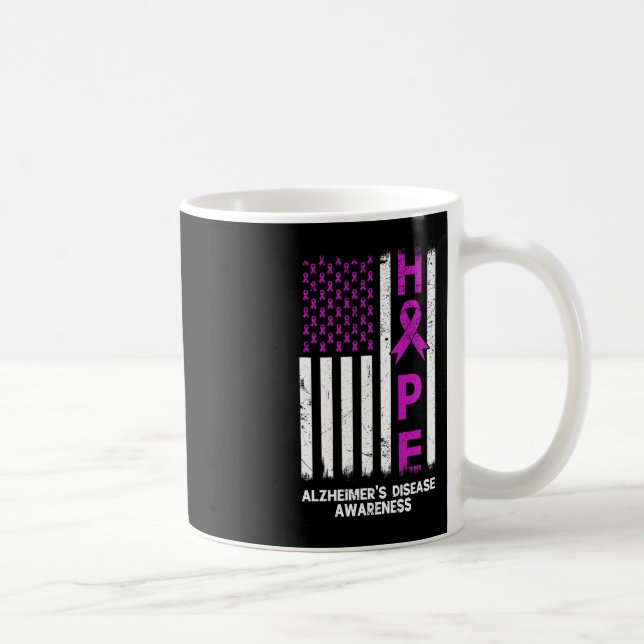 Purple Alzheimer Disease Awareness American Flag M Coffee Mug (Right)