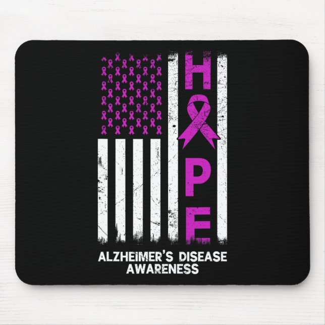 Purple Alzheimer Disease Awareness American Flag M Mouse Pad (Front)