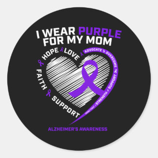 Purple Alzheimers Awareness Products Mom Classic Round Sticker