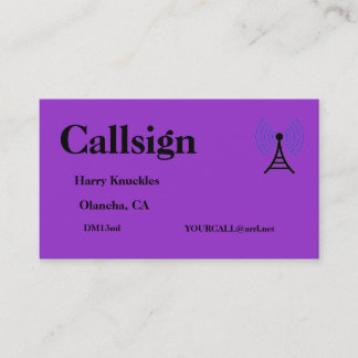 Purple Amateur Radio Call Sign Business Card