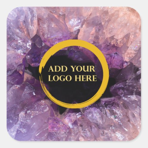 Purple amethyst add own logo professional square sticker