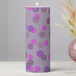 purple, amethyst and fuchsia dots pillar candle