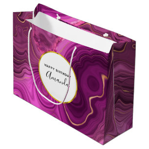 Purple Amethyst And Gold Abstract Agate Birthday Large Gift Bag