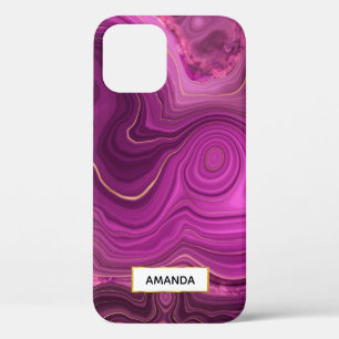 Purple Amethyst And Gold Abstract Agate iPhone 12 Case