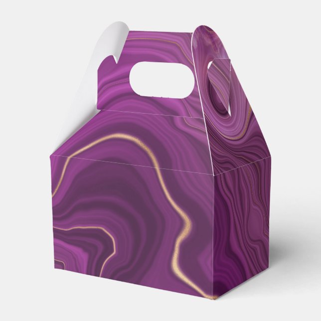 Purple Amethyst And Gold Abstract Agate Favor Boxes (Front Side)