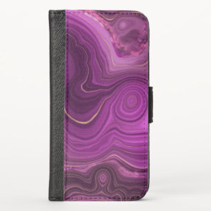Purple Amethyst And Gold Abstract Agate iPhone X Wallet Case
