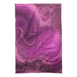 Purple Amethyst And Gold Abstract Agate Kitchen Towel
