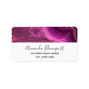 Purple Amethyst And Gold Abstract Agate Label