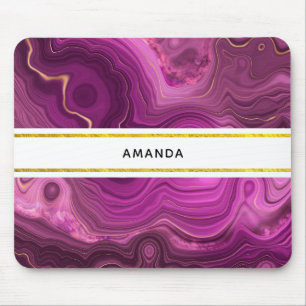 Purple Amethyst And Gold Abstract Agate Mouse Pad