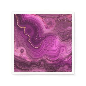 Purple Amethyst And Gold Abstract Agate Napkins