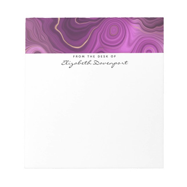 Purple Amethyst And Gold Abstract Agate Notepad (Front)