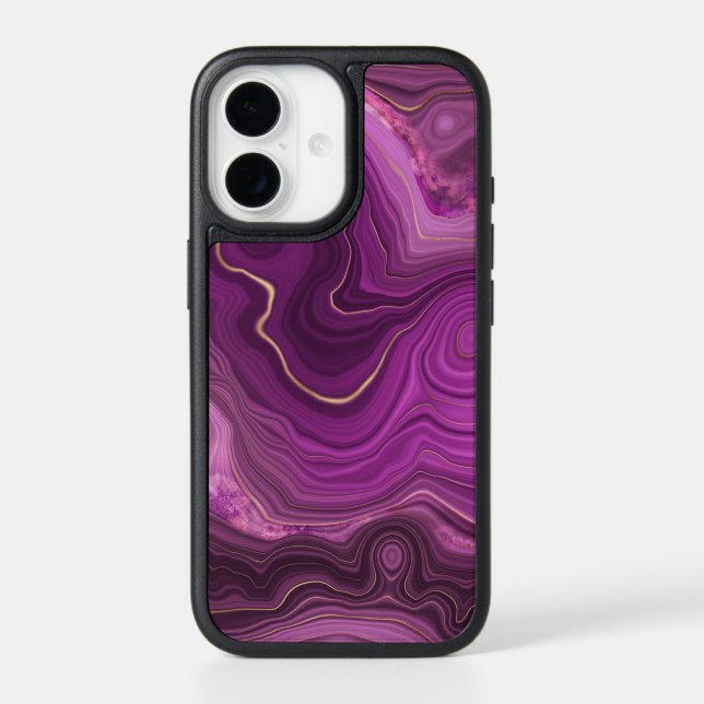 Purple Amethyst And Gold Abstract Agate Otterbox iPhone Case (Back)