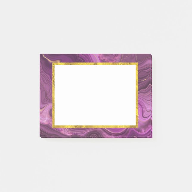 Purple Amethyst And Gold Abstract Agate Post-it Notes (Front)