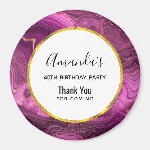 Purple Amethyst And Gold Agate Birthday Thanks Mag Magnet
