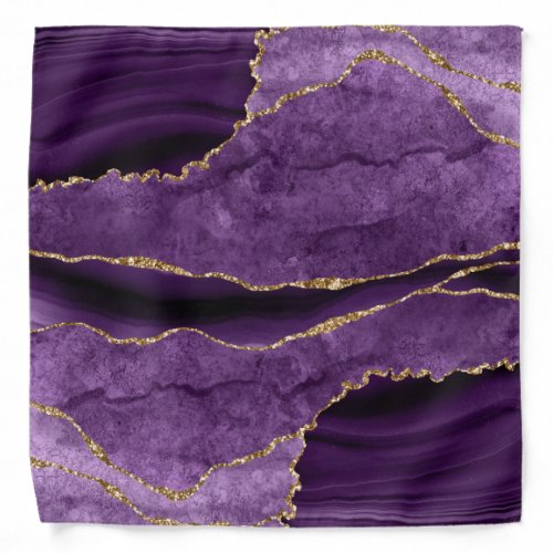 Purple Amethyst and Gold Agate Pattern Bandana
