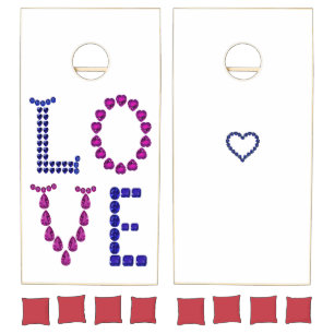 Purple Amethyst & Blue Sapphire Love Cornhole Set