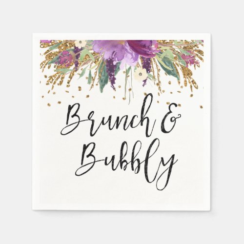 Purple Amethyst Brunch and Bubbly Bridal Shower Napkins