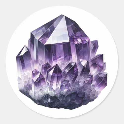Purple Amethyst Calming Crystal Metaphysical  Classic Round Sticker