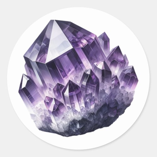 Purple Amethyst Calming Crystal Metaphysical  Classic Round Sticker