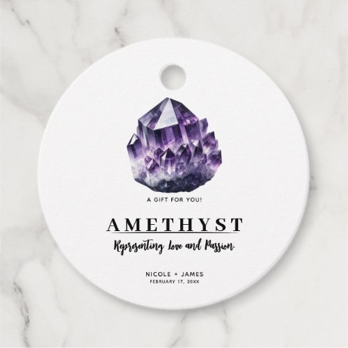 Purple Amethyst Calming Quartz Crystal Wedding  Favor Tags