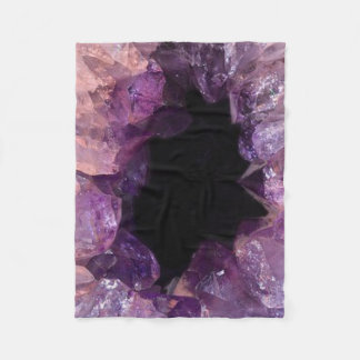 Purple Amethyst Crystal Cluster Fleece Blanket