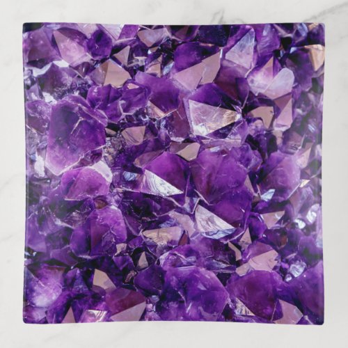 Purple Amethyst Crystal Gem Gemstone Glass Trinket Tray