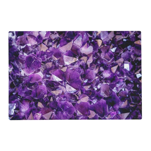 Purple Amethyst Crystal Gemstone Vinyl Placemat (Front)