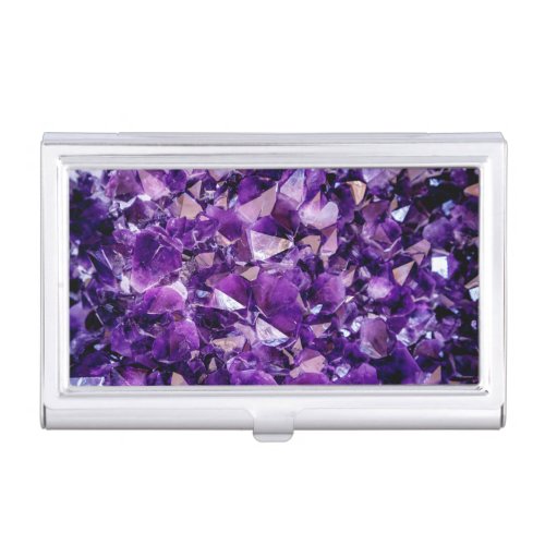 Purple Amethyst Crystal Geode Business Card Holder