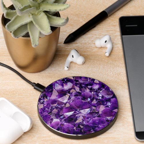 Purple Amethyst Crystal Geode Gem Wireless Charger