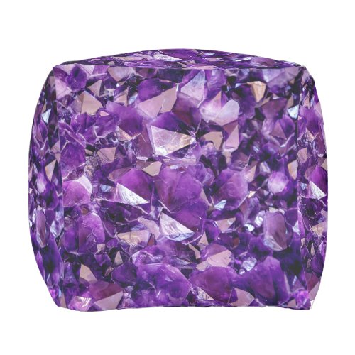 Purple Amethyst Crystal Geode Gems Cube Pouf 
