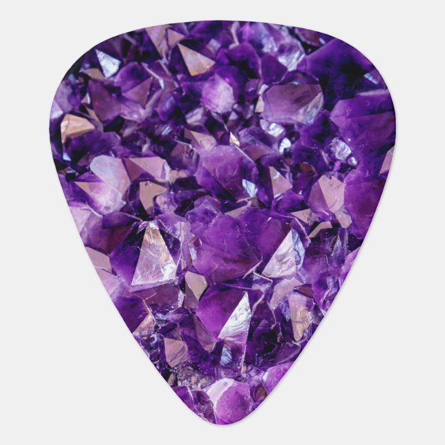 Purple Amethyst Crystal Geode Gems Guitar Pick (Front)
