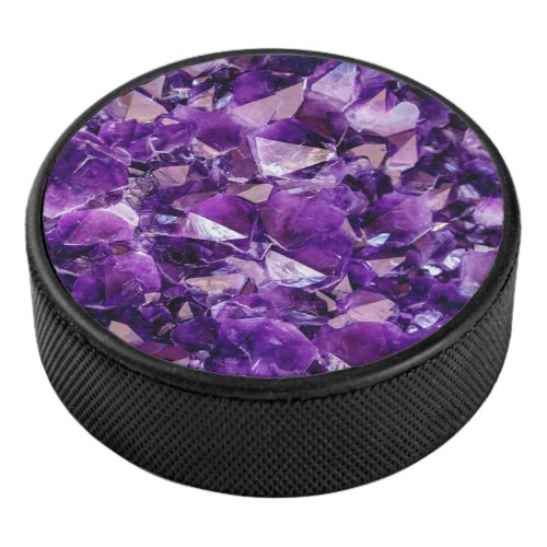 Purple Amethyst Crystal Geode Gems Hockey Puck