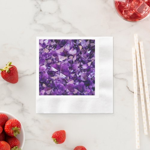 Purple Amethyst Crystal Geode Gems Paper Napkin