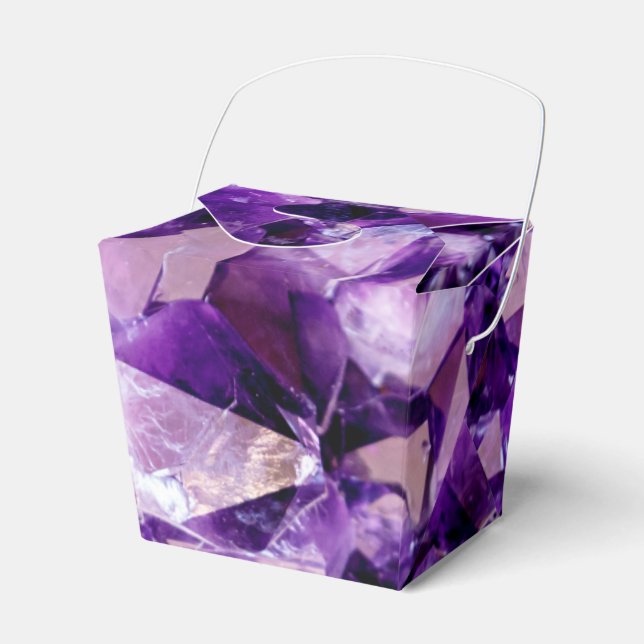 Purple Amethyst Crystal Geode Gems Party Favor Box (Front Side)