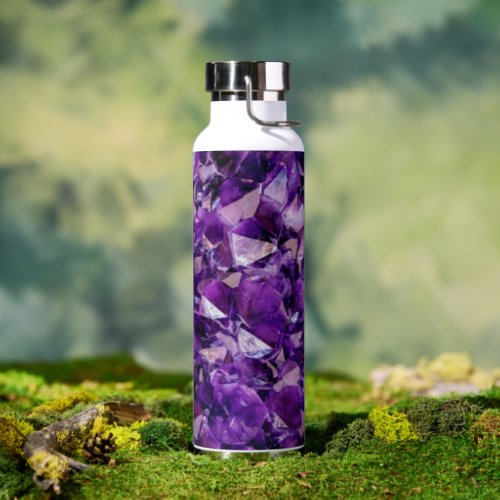 Purple Amethyst Crystal Geode Gems Water Bottle