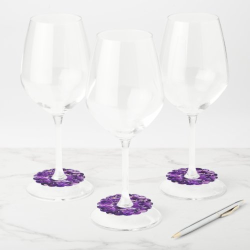 Purple Amethyst Crystal Geode Gems Wine Glass Tags