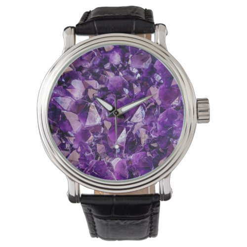 Purple Amethyst Crystal Geode Gems Wrist Watch
