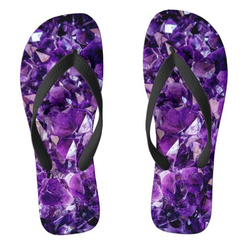 Purple Amethyst Crystal Geode Gemstone Flip Flops