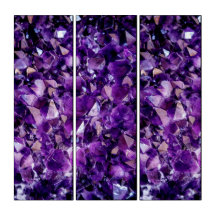 Purple Amethyst Crystal Geode Triptych Wall Art