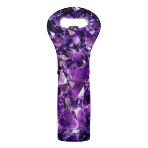 Purple Amethyst Crystal Geode Wine Bottle Tote Bag
