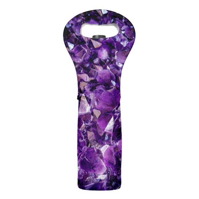 Purple Amethyst Crystal Geode Wine Bottle Tote Bag (Front)