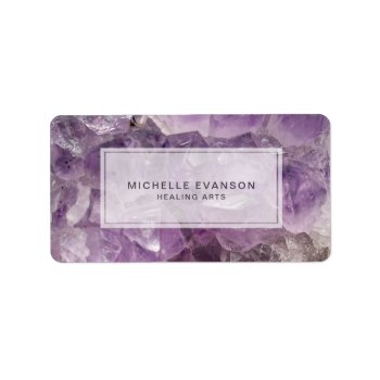 Purple Amethyst Crystal Healing Arts Label by whimsydesigns at Zazzle