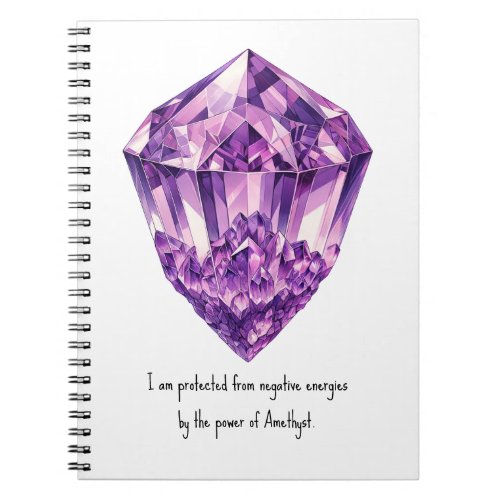 Purple Amethyst Crystal Metaphysical Affirmation Notebook