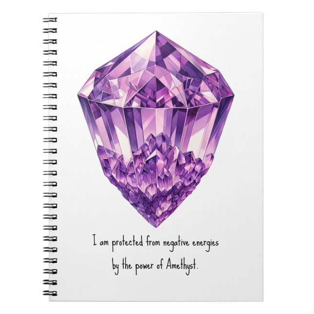 Purple Amethyst Crystal Metaphysical Affirmation Notebook (Front)