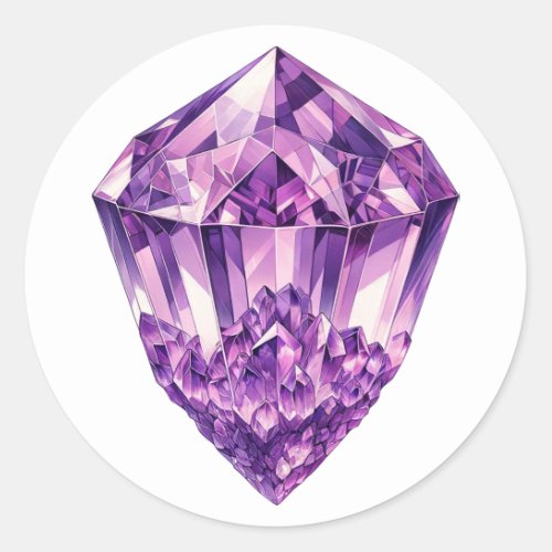 Purple Amethyst Crystal Metaphysical Energy  Classic Round Sticker