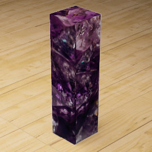 Purple Amethyst Crystal Quartz Energy Pattern Wine Box