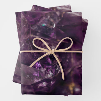 Purple Amethyst Crystal Quartz Energy Pattern Wrapping Paper Sheets