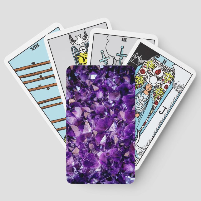 Purple Amethyst Crystals Gemstone Tarot Deck Cards (Back)