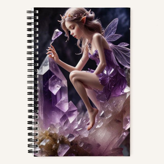  Purple Amethyst Crystals Magical Fairy Notebook (Front)
